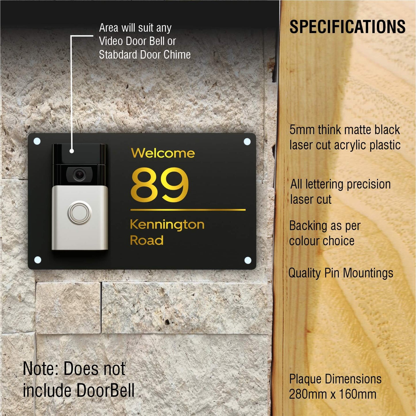 SolaSpot Matching Door Bell Plaque