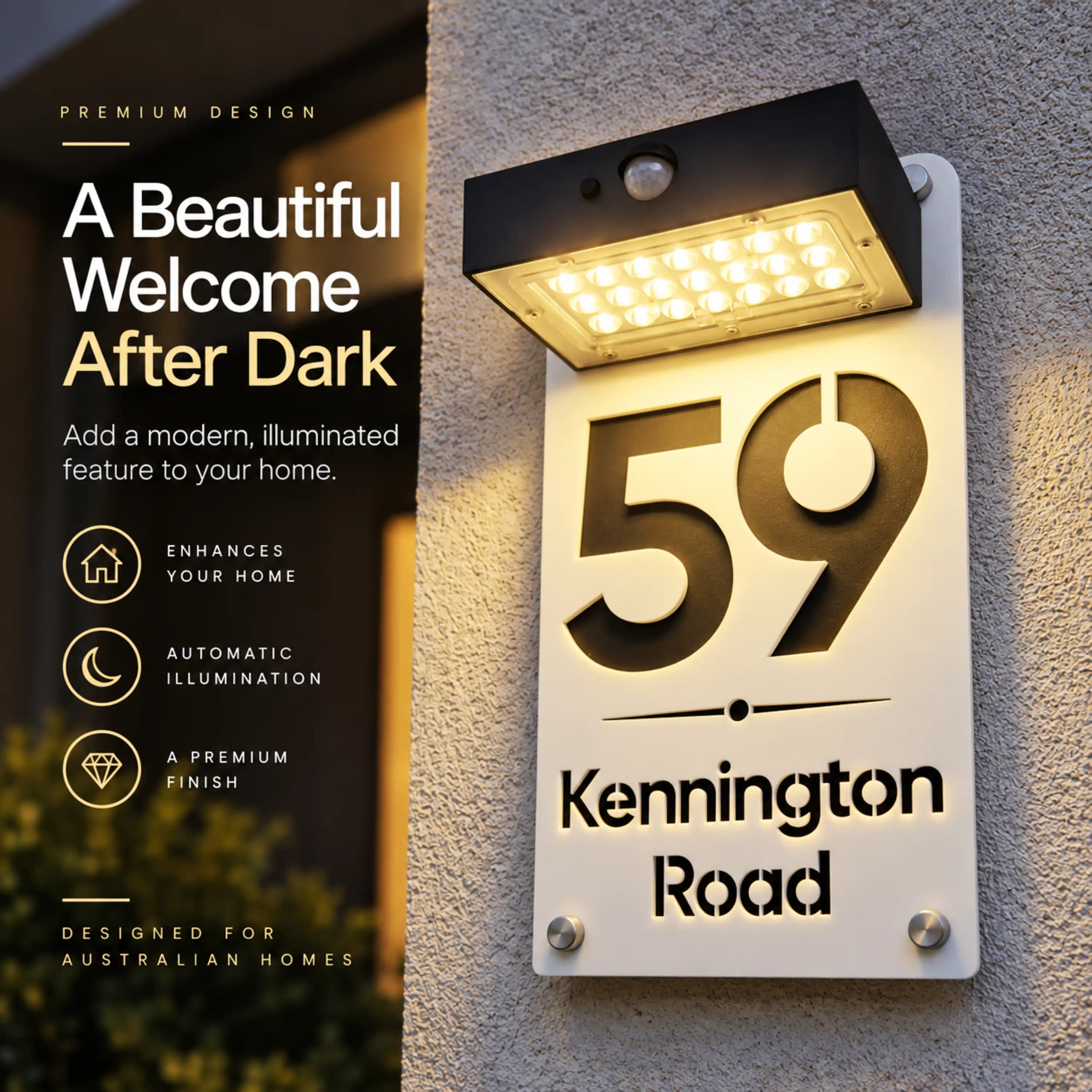Premium Solar House Sign