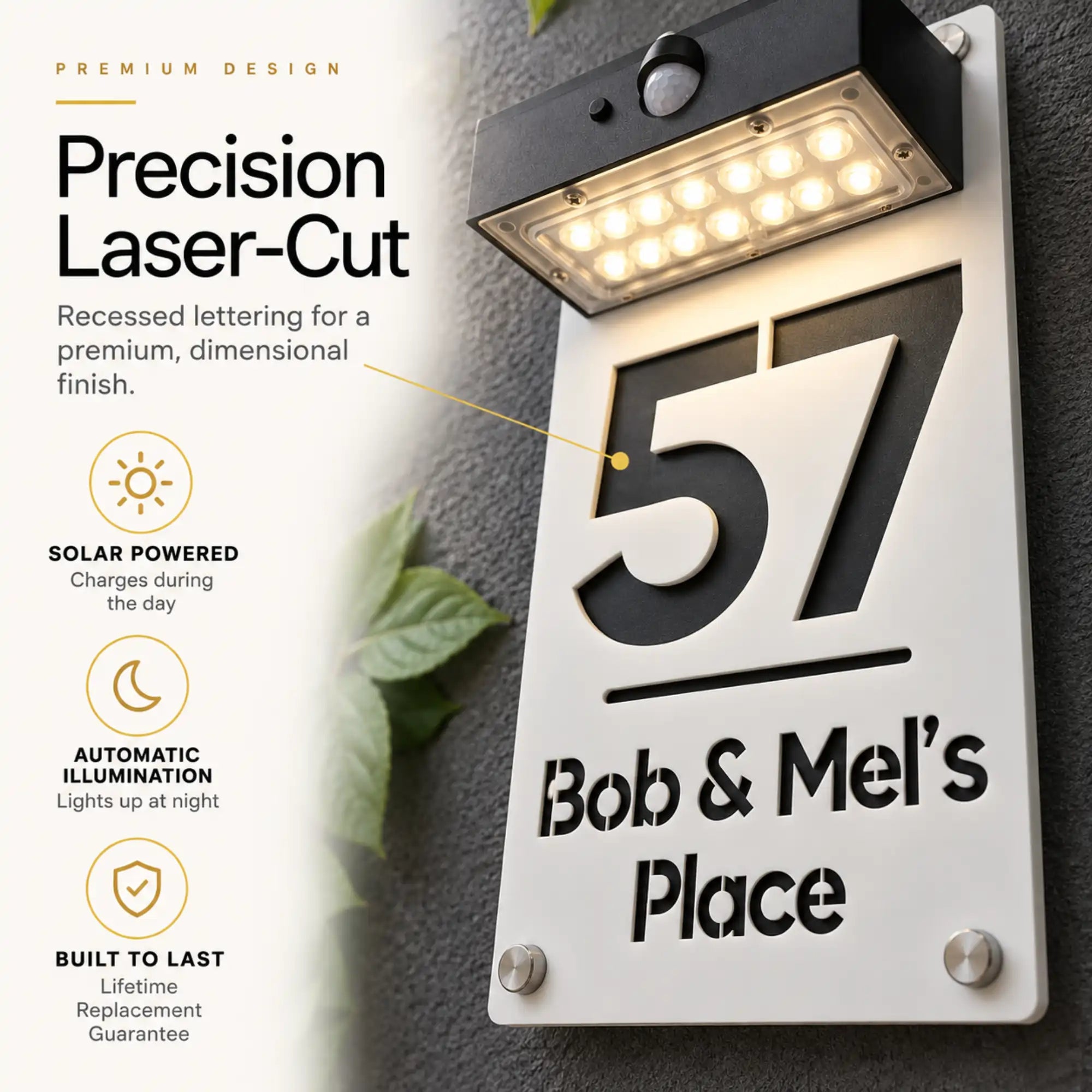 Premium Solar House Sign