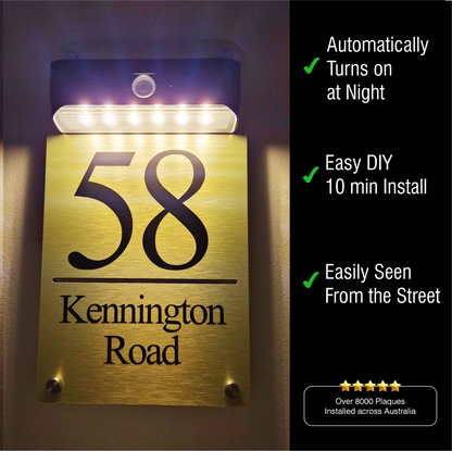 Facelit Solar House Plaque with Free Security Light