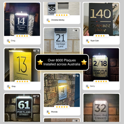 Facelit Solar House Plaque with Free Security Light