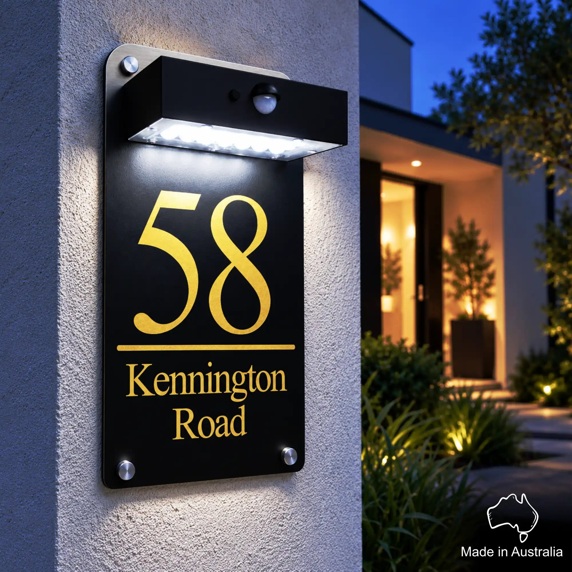Facelit Solar House Plaque