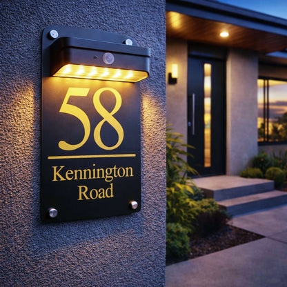 Matte Black Solar House Number Sign