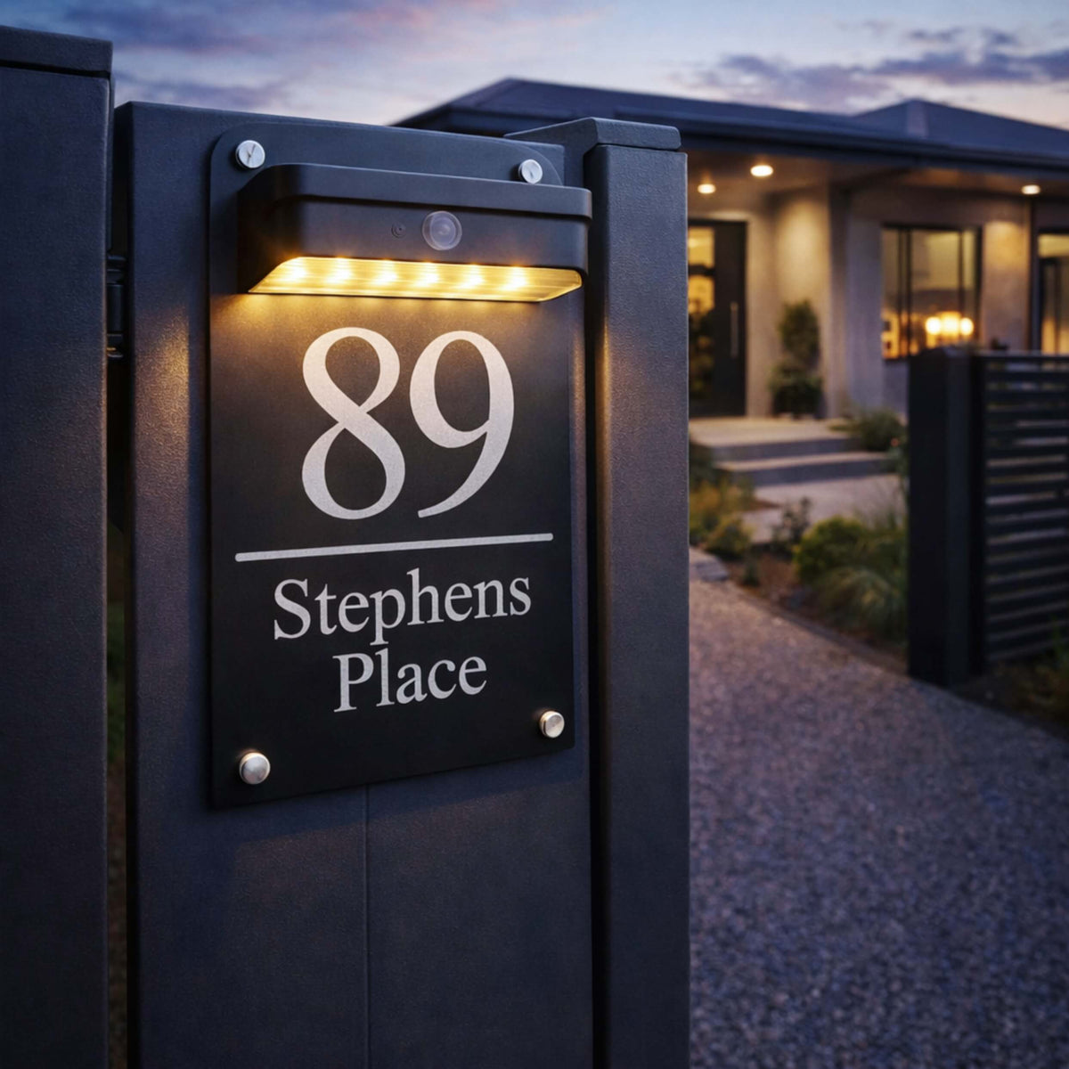Matte Black Solar House Number Sign