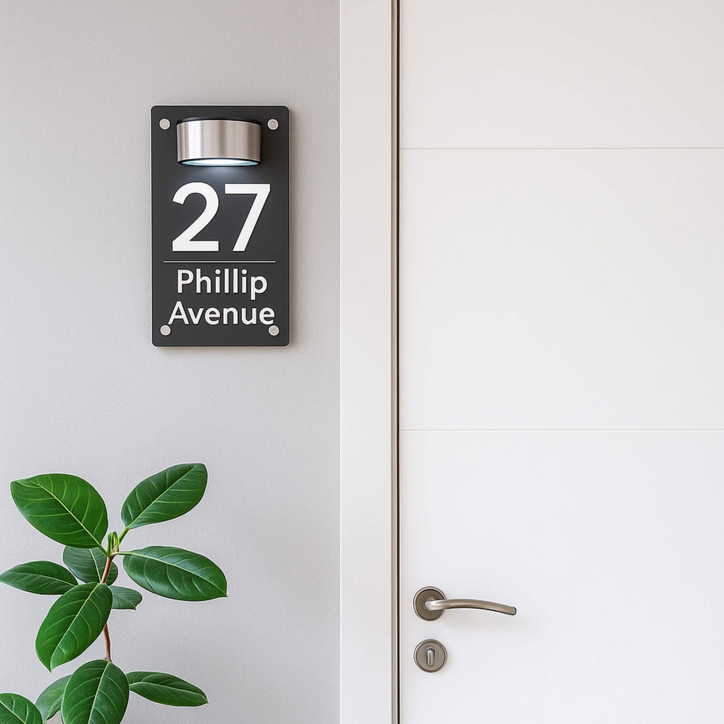 Personalized Solar Modern Door Plaque