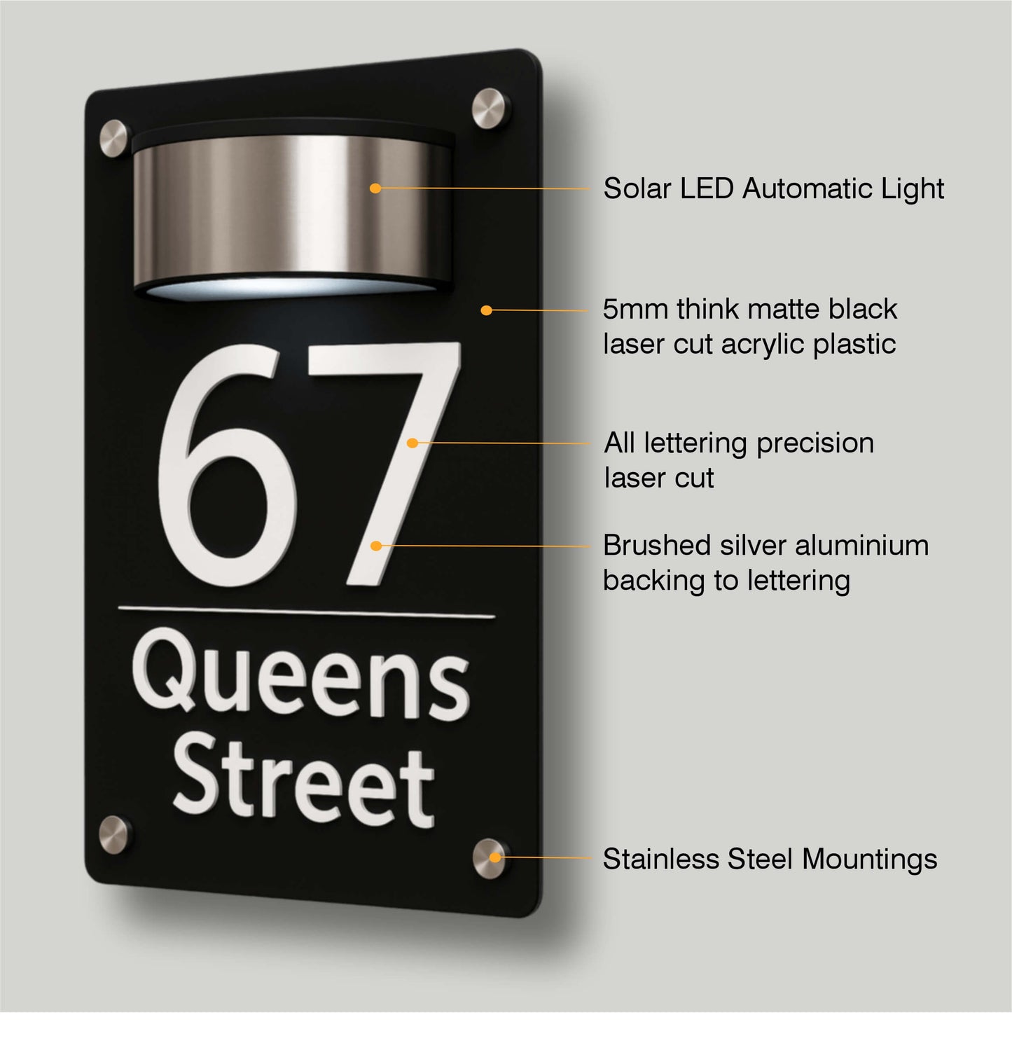 Personalized Solar Modern Door Plaque