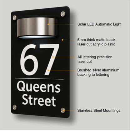 Personalized Solar Modern Door Plaque