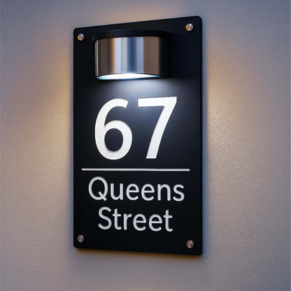 Personalized Solar Modern Door Plaque