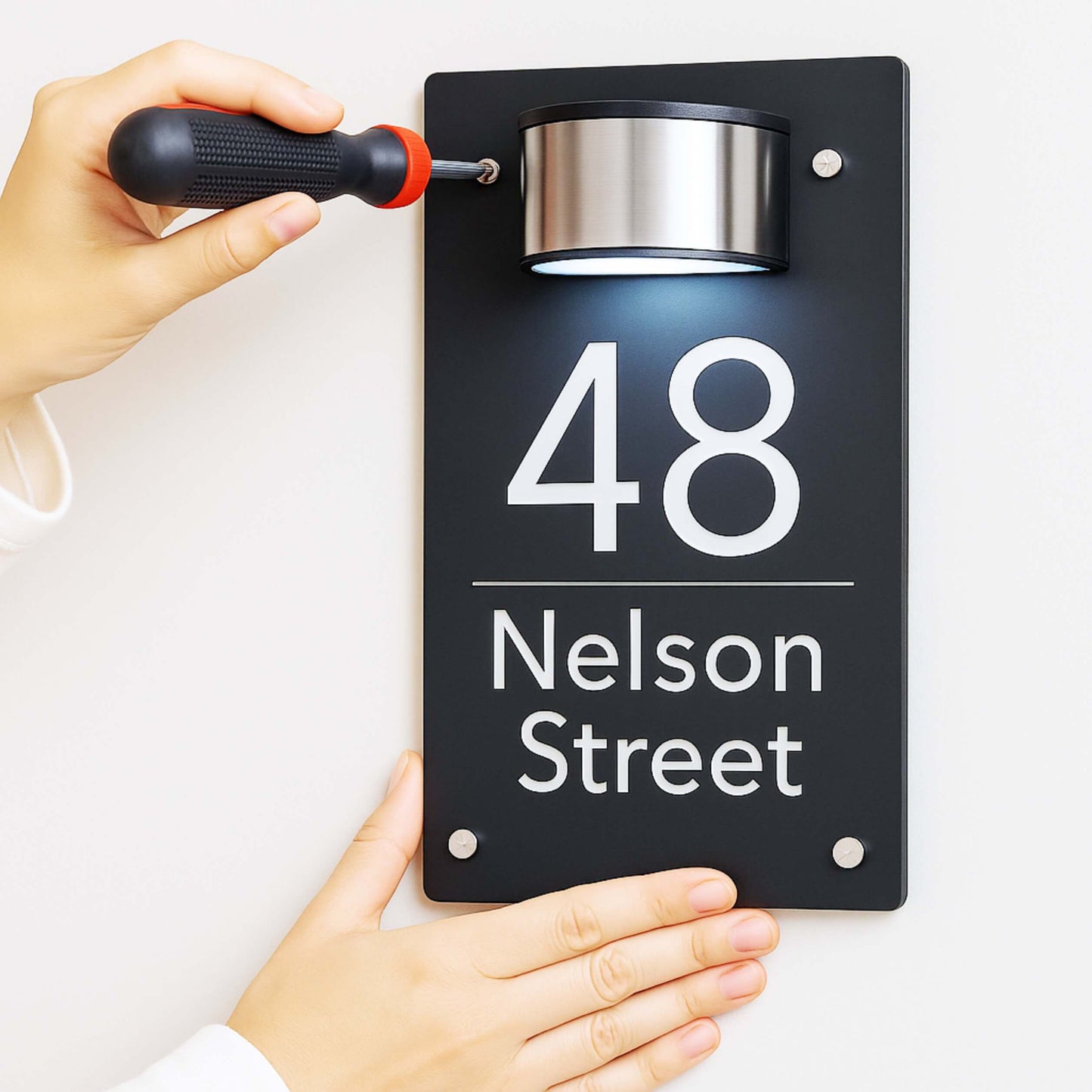 Personalized Solar Modern Door Plaque
